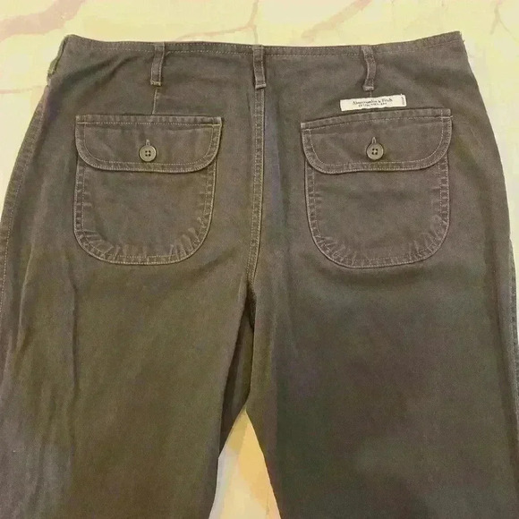 Abercrombie & Fitch Flare Stretch Trouser Jean Womens Dark Olive Green Size 6 - Picture 6 of 10